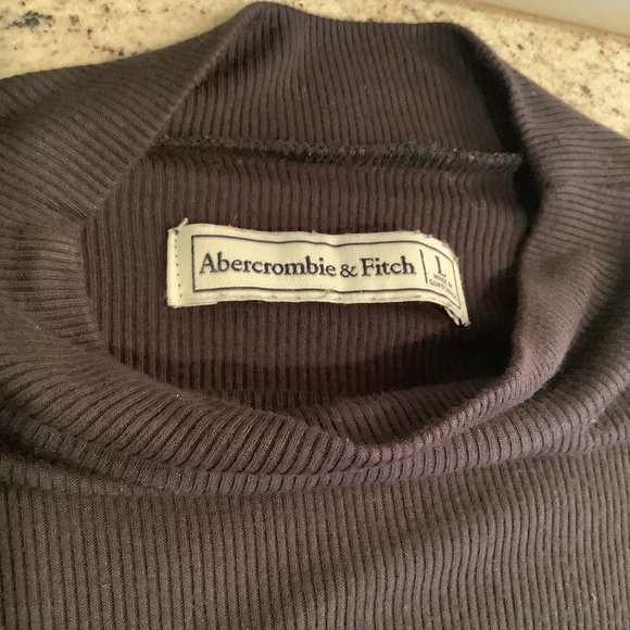 Abercrombie & Fitch Black Long Sleeve Ribbed Top Large Flare - Picture 5 of 6